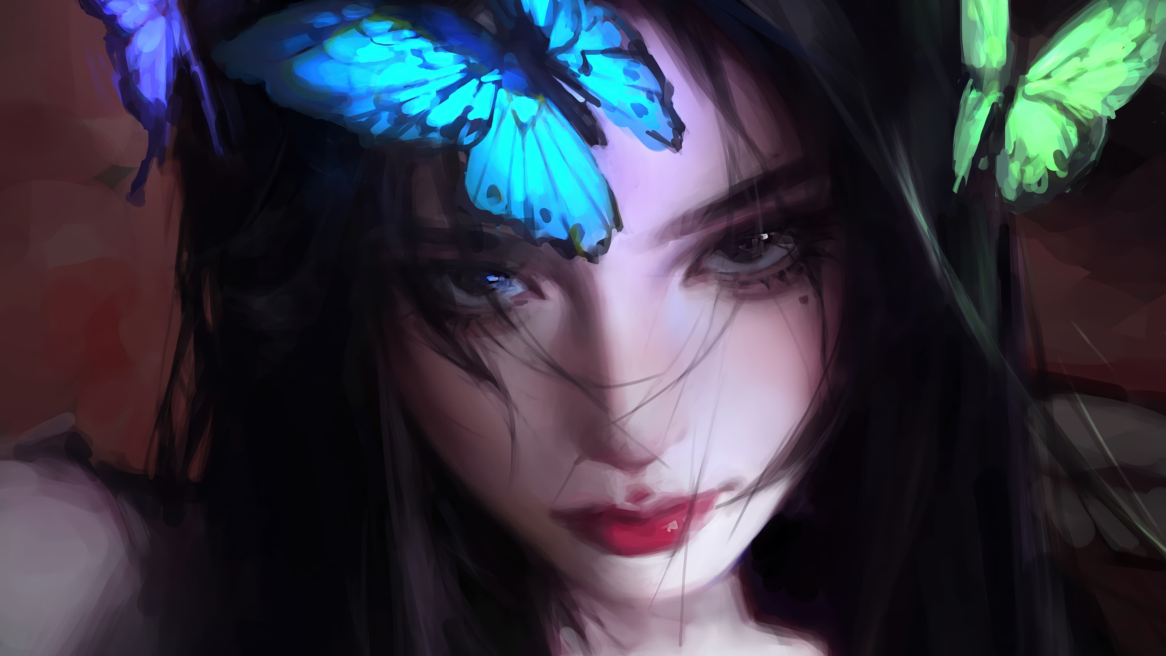 Anime Girl Butterfly 4k