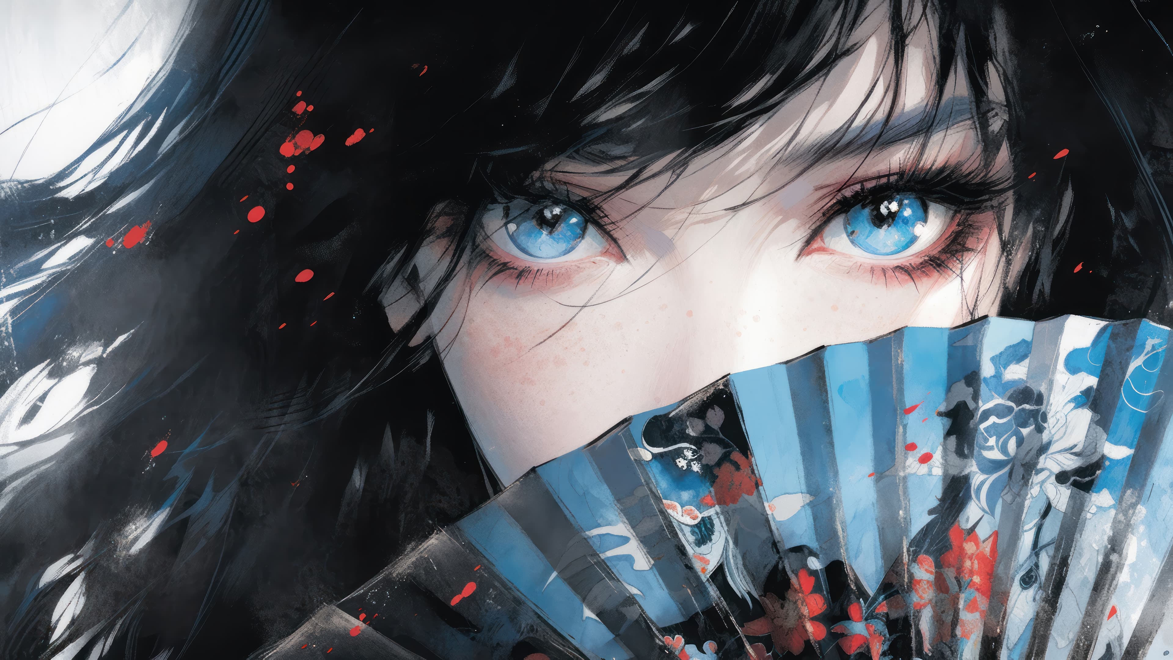 Anime Girl Hand Fan 4k