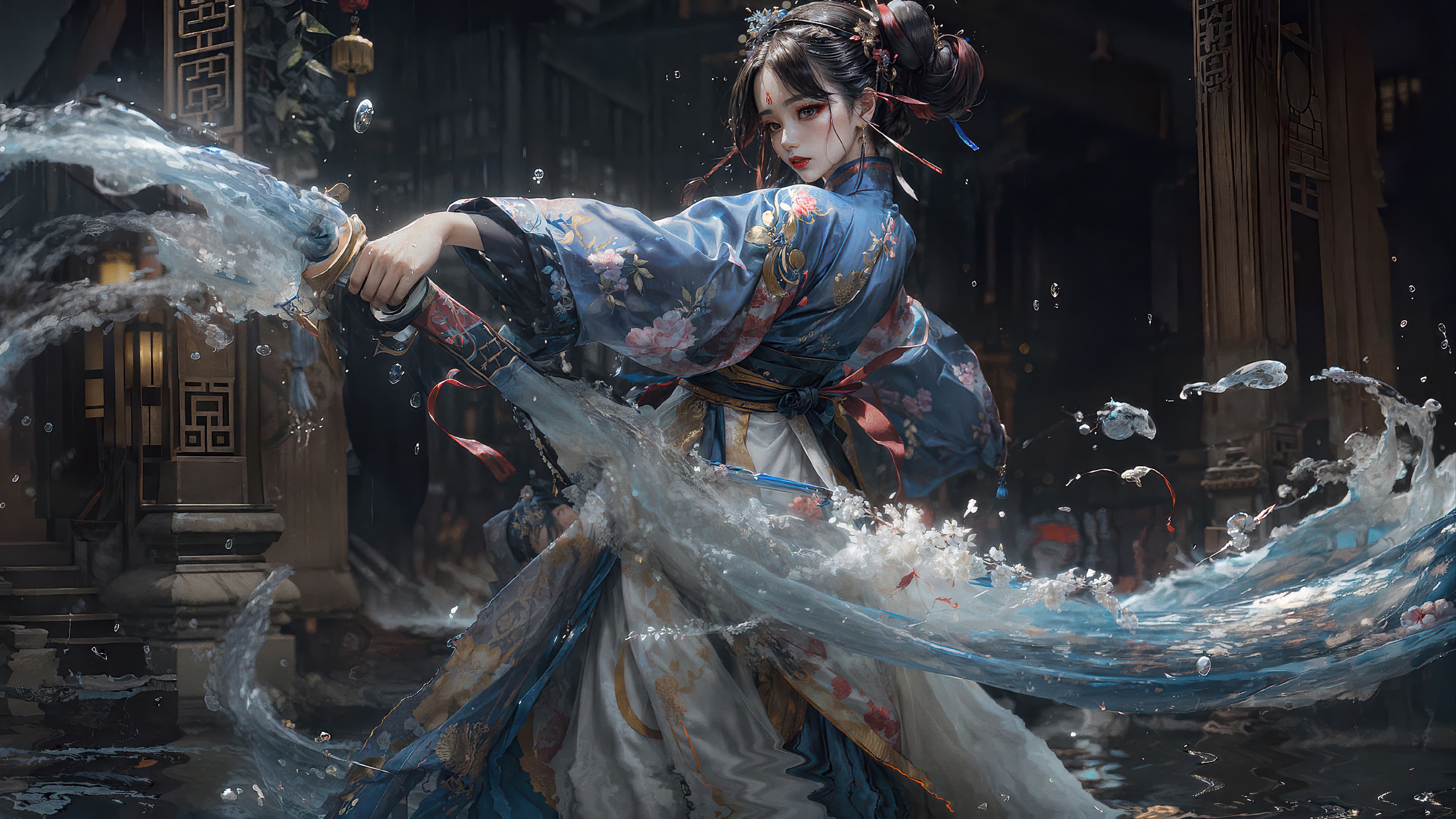 Fantasy Girl Kimono 4k Wallpaper
